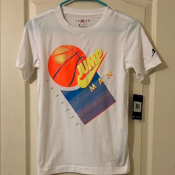 Jordan Kids White Jumpman Graphic T-Shirt Boys M 10-12 - Picture 1 of 2